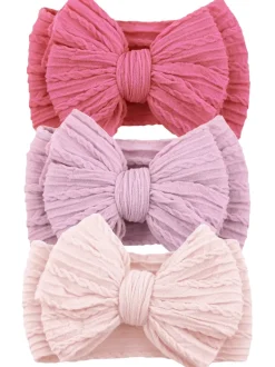 3-Pack Cable Bows, Vibrant Rose/Soft Violet/Barely Blush
