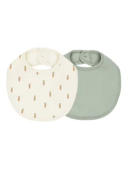 2-Pack Jersey Snap Bib, Carrots/Sage