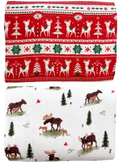 2-Pack Muslin Swaddles, Vintage Deer/Moose
