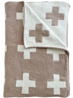 Phufy® Bliss Sofa Blanket, Cocoa/White Cross