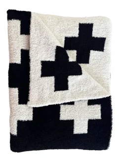 Phufy® Bliss Sofa Blanket, Black/White Cross