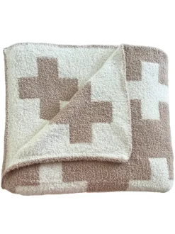 Phufy® Bliss Sofa Blanket, Cocoa/White Cross