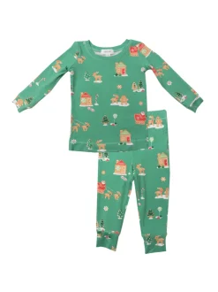2-Piece Lounge Wear Set, Green Gingerbread Sleigh