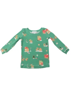 2-Piece Lounge Wear Set, Green Gingerbread Sleigh