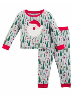 2-Piece Pajama Set, Santa Christmas Trees