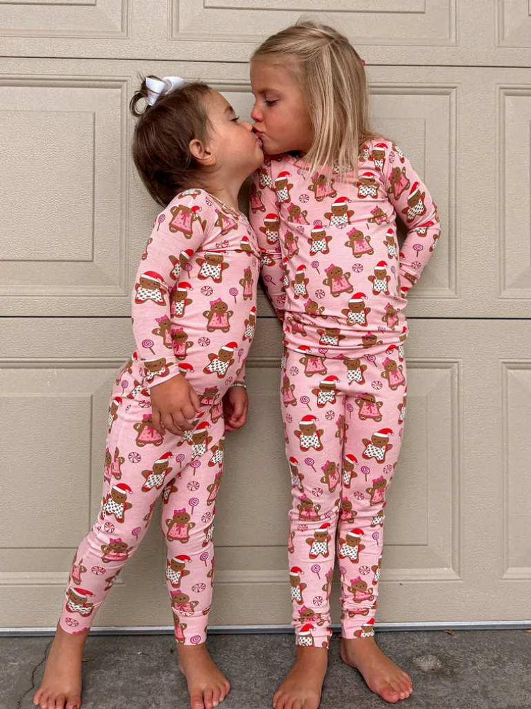 2-Piece Set, Gingerbread Friends Pink