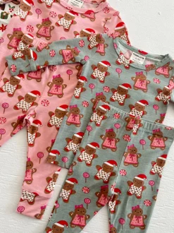 2-Piece Set, Gingerbread Friends Pink