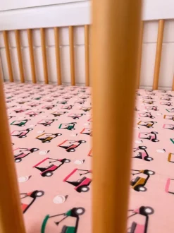 Pink Golf Cart / Organic Crib Sheet