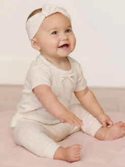 Pointelle Tee + Legging Set, Pink Ditsy
