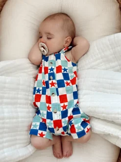 Red, White & Blue Checkerboard / Organic Bay Shortie