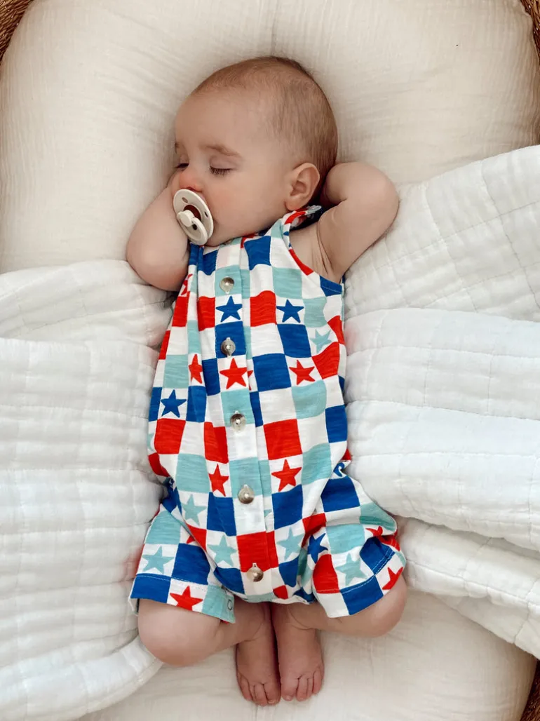 Red, White & Blue Checkerboard / Organic Bay Shortie