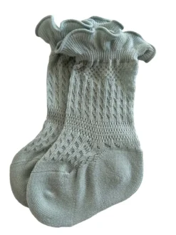 Ruffle Knit Socks, Light Green