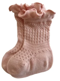 Ruffle Knit Socks, Pink