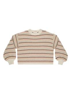 Rylee & Cru Boxy Crop Sweater, Honeycomb Stripe