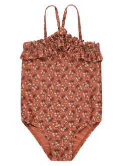 Rylee & Cru Rouched One-Piece Swimsuit, Red Floral