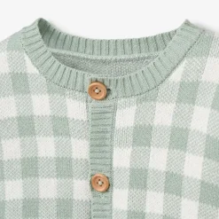 Sage Gingham Cardigan