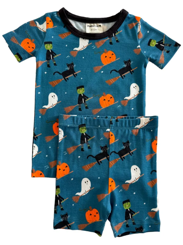 Short Sleeve 2-Piece Set, Broomstick Friends Midnight