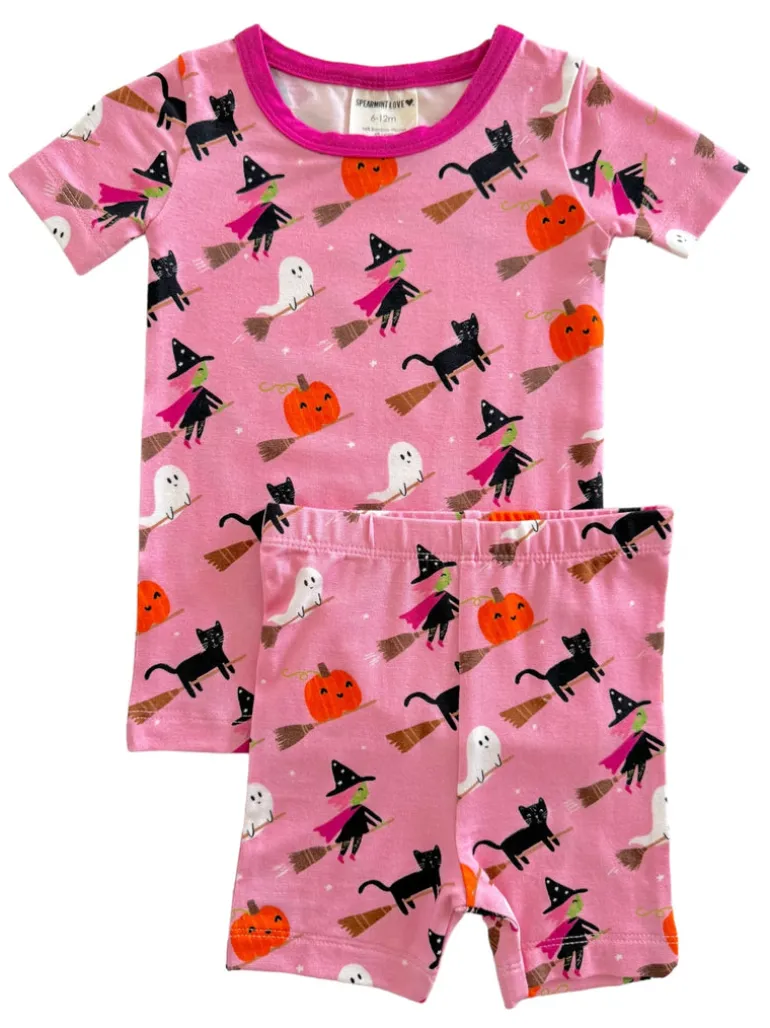 Short Sleeve 2-Piece Set, Broomstick Friends Pink