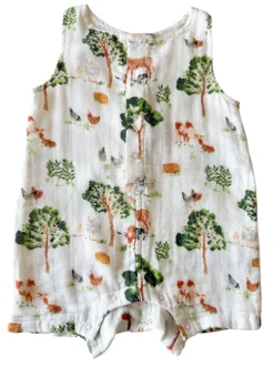 Shortie Romper, Farm Friends