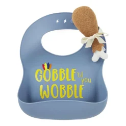 Silicone Bib & Rattle Set, Thanksgiving Gobble Til You Wobble