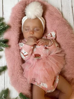 Snowman Pink / Organic Long Sleeve Tutu Bodysuit