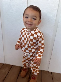 Stracciatella Checkerboard / Organic Wells Top + Pant Set