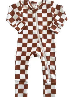 Stracciatella Checkerboard / Organic 2-Way Zip Romper