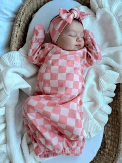 Strawberry/Rosy Checkerboard / Organic Gown