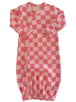 Strawberry/Rosy Checkerboard / Organic Gown
