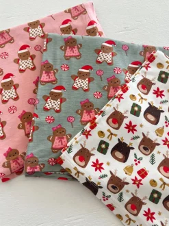Stretch Swaddle Blanket, Gingerbread Friends Pink