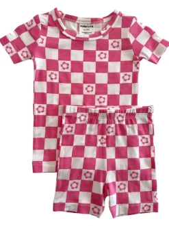 Summer Lounge Set, Pink Flower Checkerboard