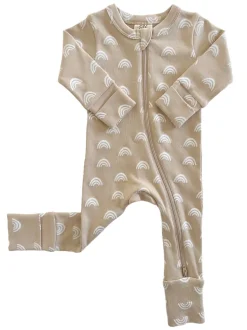 Tan Rainbow / Organic 2-Way Zip Romper