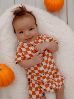 Tangerine Checkerboard / Organic Finley Set