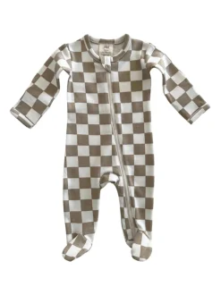 Tiramisu Checkerboard / Organic Zip Footie
