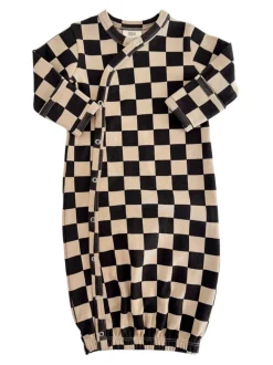 Tiramisu/Black Checkerboard / Organic Gown