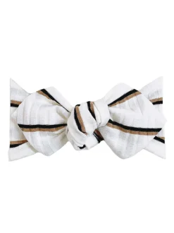 Top Knot Headband, Ribbed Mocha/Black Stripe