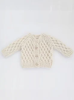 Waffle Cardigan Sweater, Natural