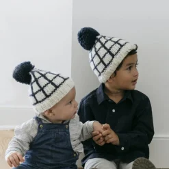 Windowpane Hat, White/Black